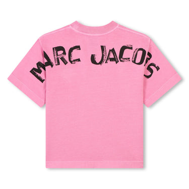 MARC JACOBS Playera para niña y adolescente pequeño logo bordado al frente, rosa